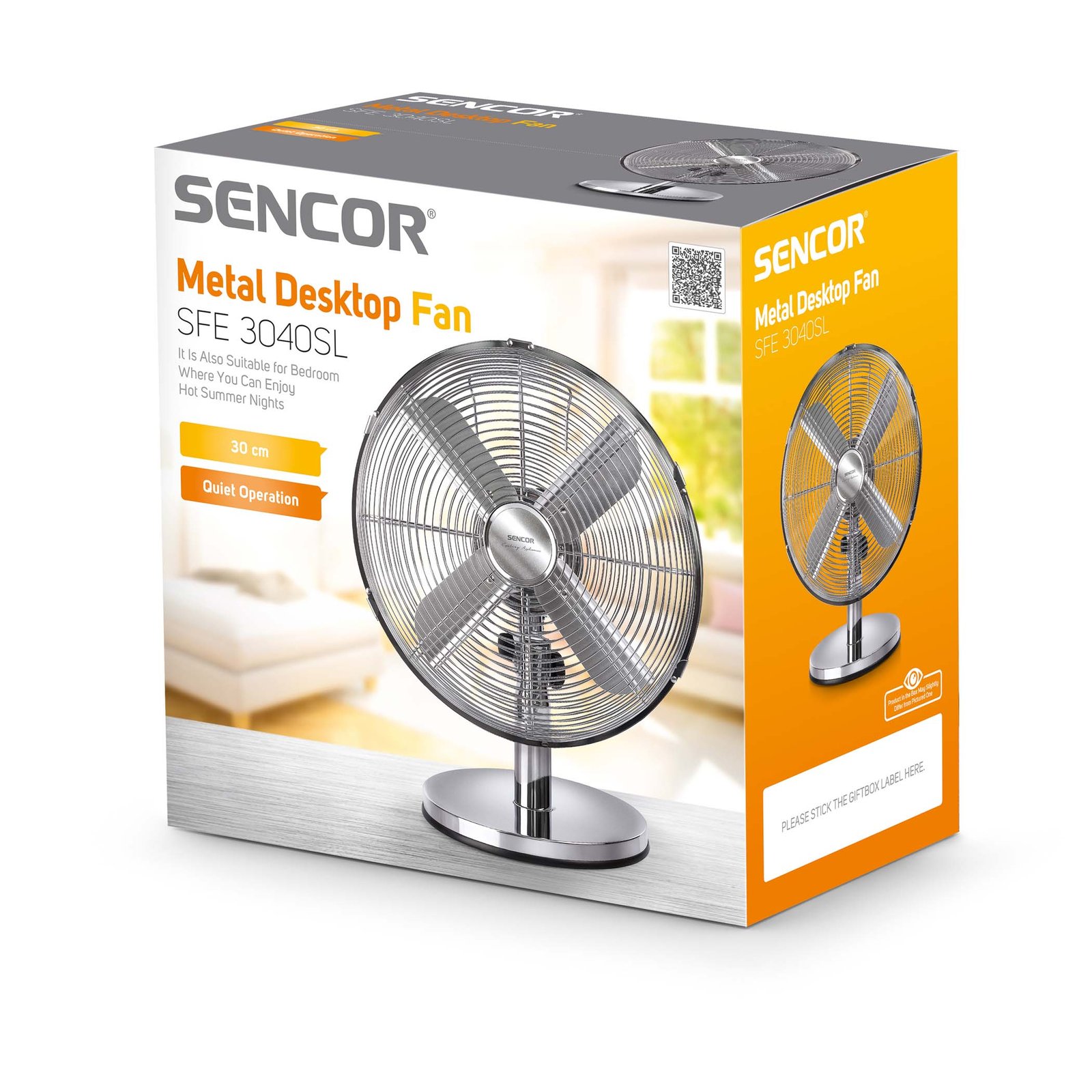 Вентилятор настольный металлический Sencor SFE 3040SL, 35 Вт, диаметром 30 см, 3 настройки скорости 
